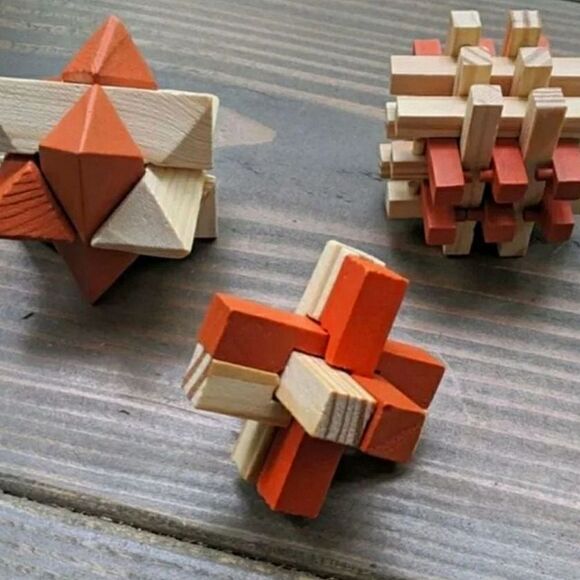 NEW Wooden Brain Teaser Puzzles - Picture 1 of 1